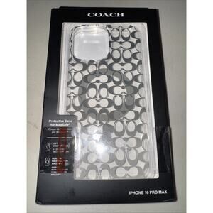Coach MagSafe Case for iPhone 16 Pro Max Clear Black Logo Magnetic Drop Tested